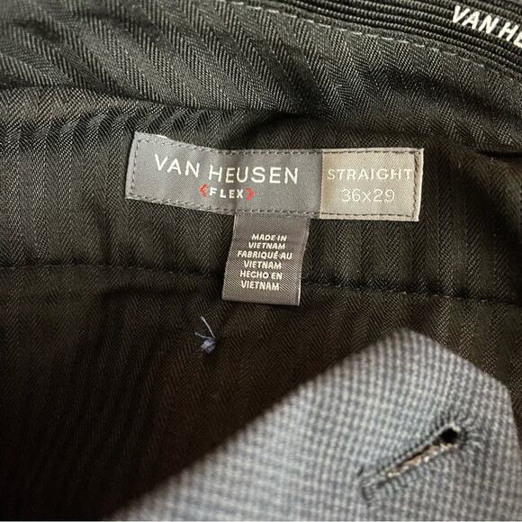 Van Heusen Flex Fit Flat front Straight leg dress pants Ash Blue Navy men 36 new - Picture 11 of 11